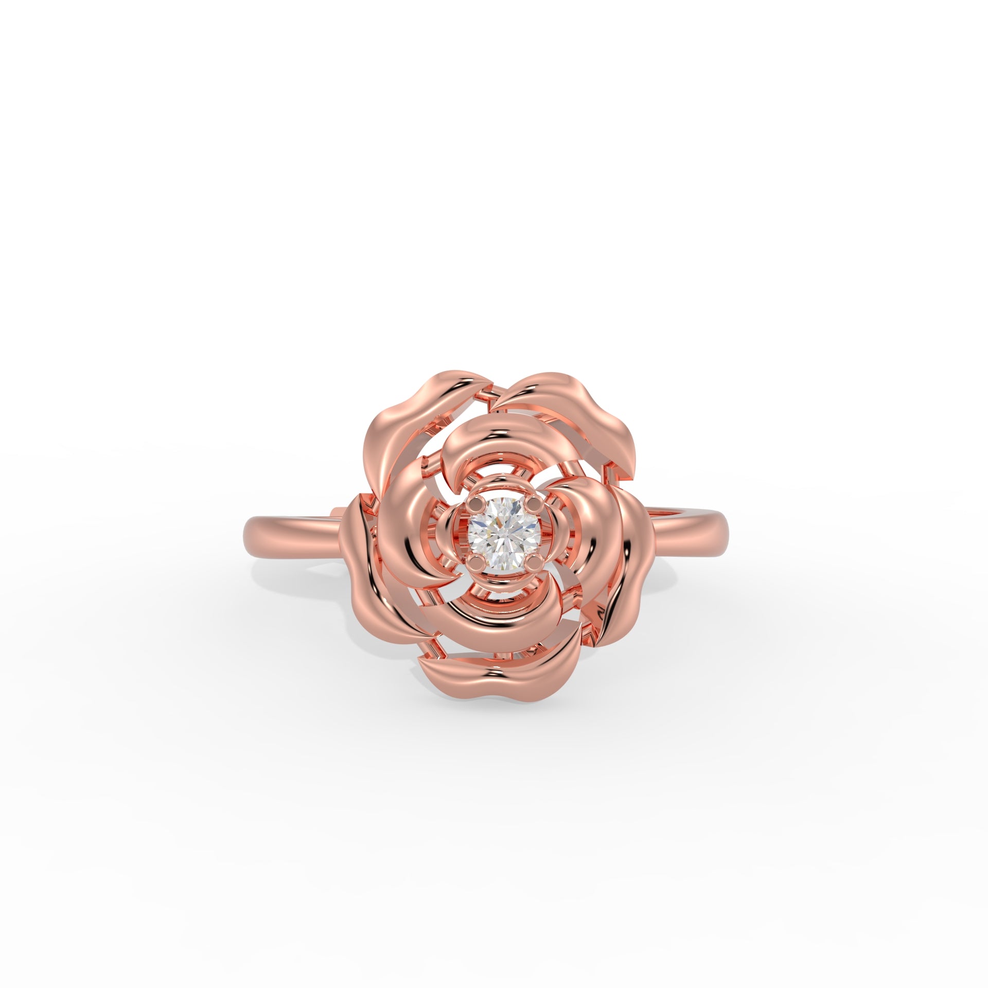 ROSE FLOWER GOLD PLATED RING SILVER RING 925 STERLING SILVER RING GOLD PLATED SILVER RING 18KT MICON PLATED RING DIAMON CUT CZ RING 