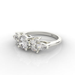 Round & Marquise Cluster Wedding Ring, Hallmarked 925 Sterling Silver sterlyn 925