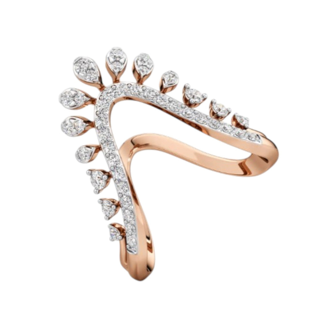 925 Sterling Silver Radiance Rush Statement Rose Gold Plated Light Weight Ring For Women By kesardeep