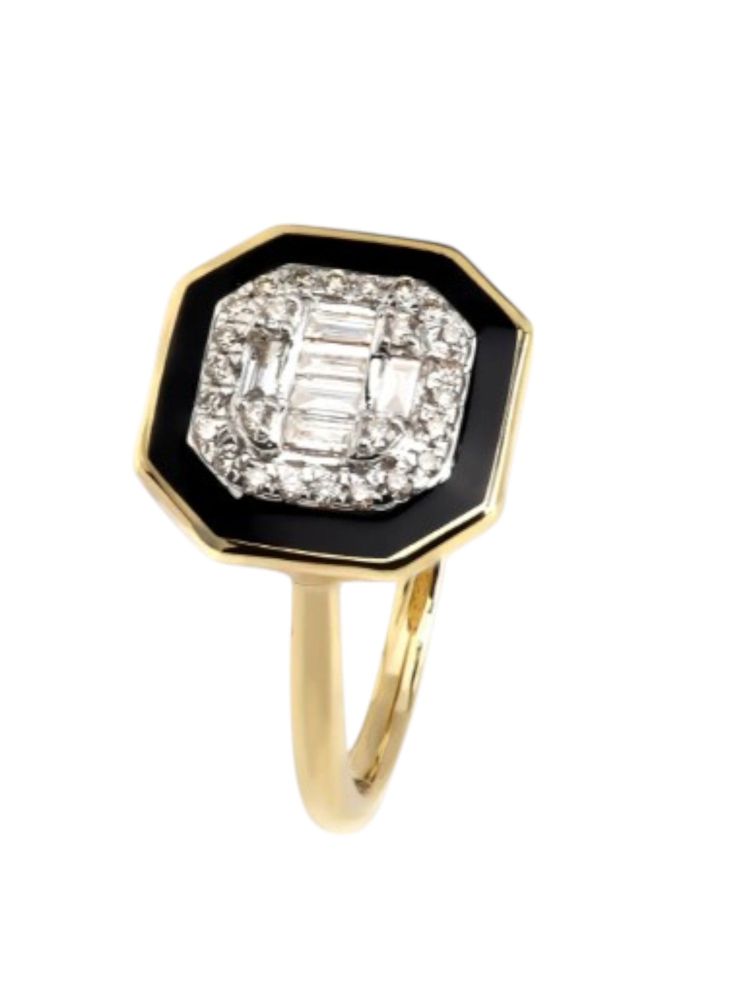 925 Sterling Silver Black Enamel Gold Plated Light Weight Ring For Women By Kesardeep