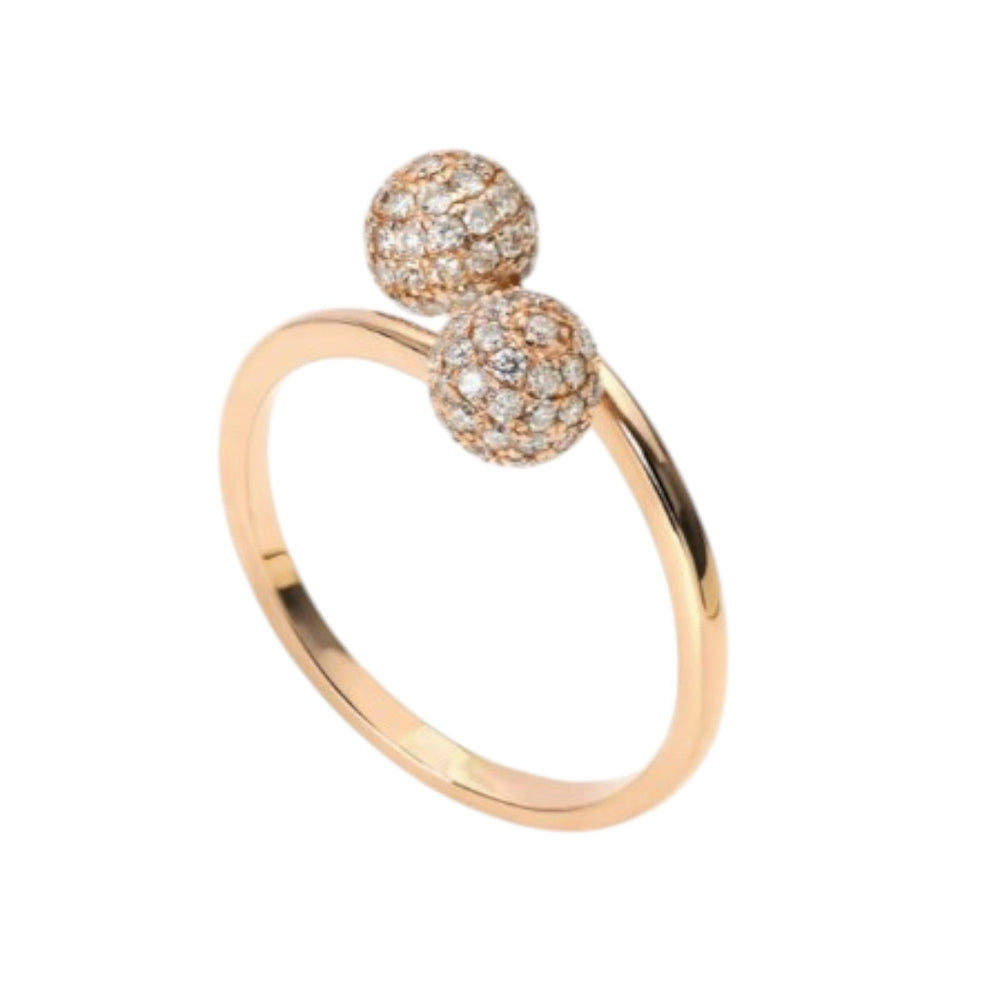 925 Sterling Silver Shiny Disco Balls Rose Gold Plated CZ Stone Light Weight Ring For Women By Kesardeep