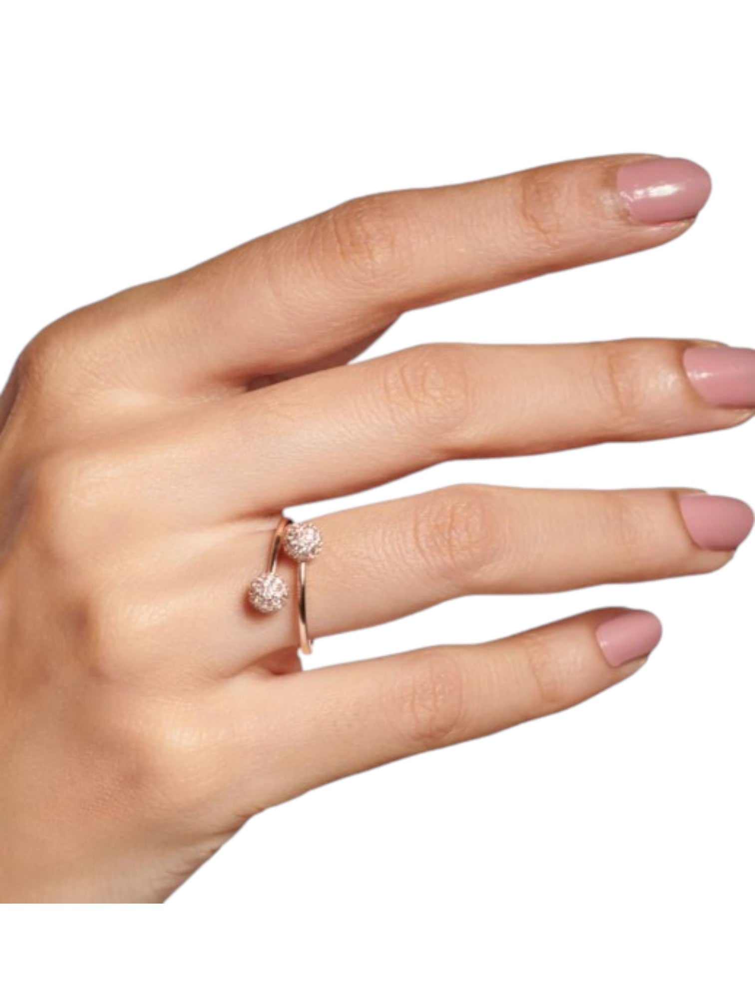 925 Sterling Silver Shiny Disco Balls Rose Gold Plated CZ Stone Light Weight Ring For Women By Kesardeep