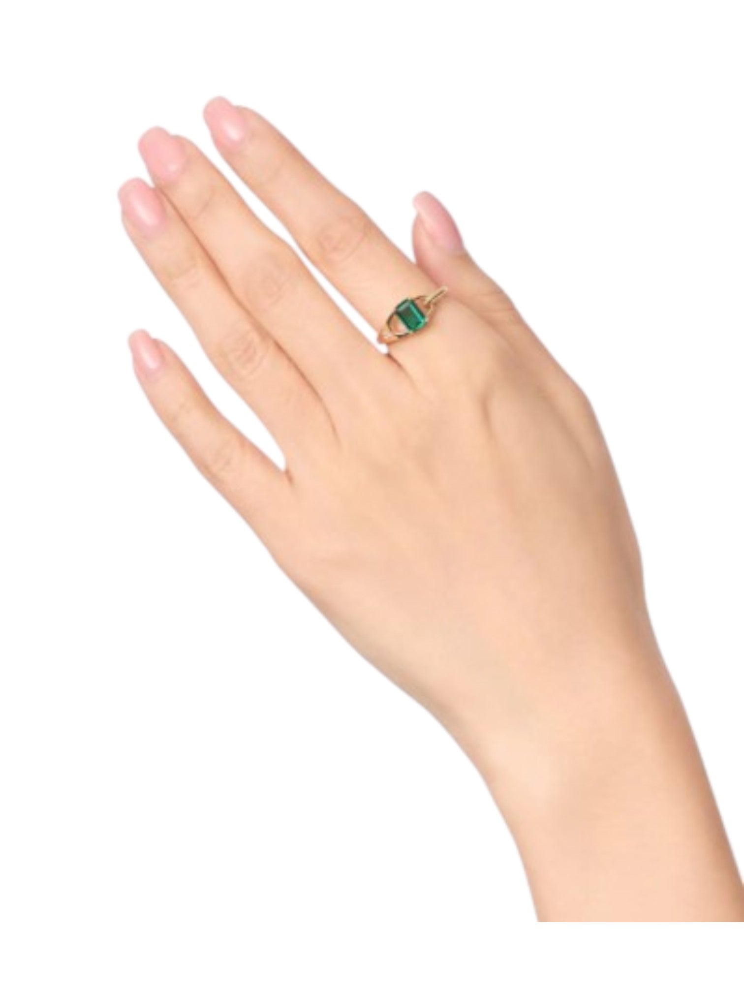 925 Sterling Silver Gold Plated Light Weight CZ Stone Emerald Ring For Women By Kesardeep