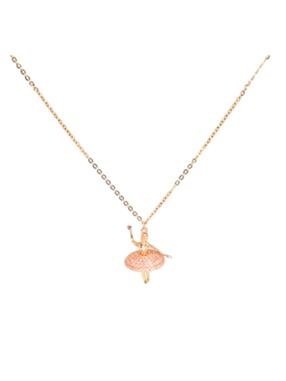 Elegant Dancing Girl 925 Sterling Silver With CZ Stones Gold Plated Pendant With Chain For Women