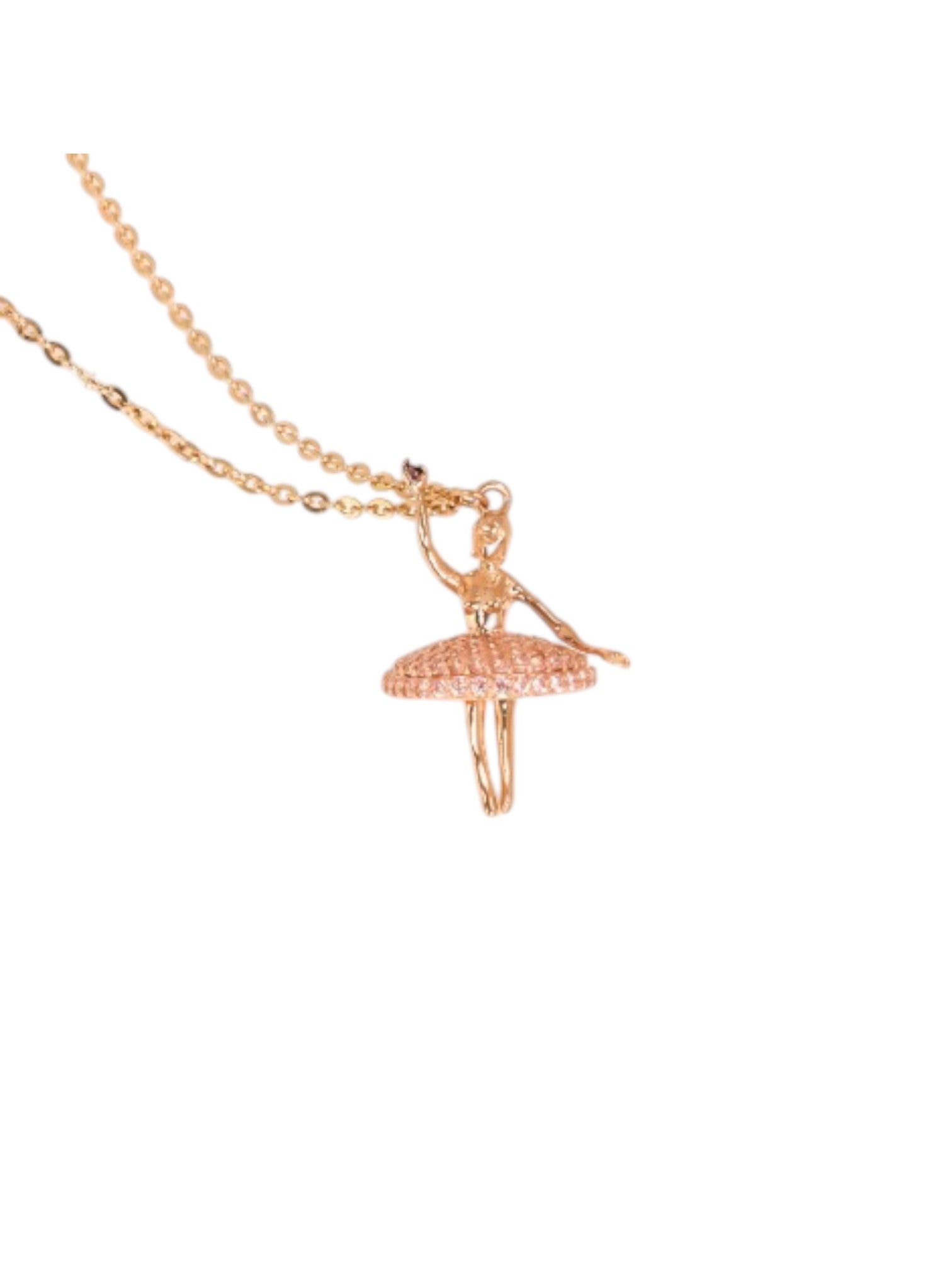 Elegant Dancing Girl 925 Sterling Silver With CZ Stones Gold Plated Pendant With Chain For Women