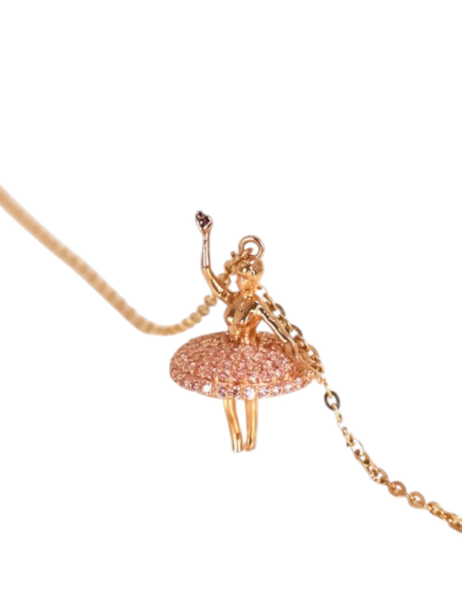 Elegant Dancing Girl 925 Sterling Silver With CZ Stones Gold Plated Pendant With Chain For Women