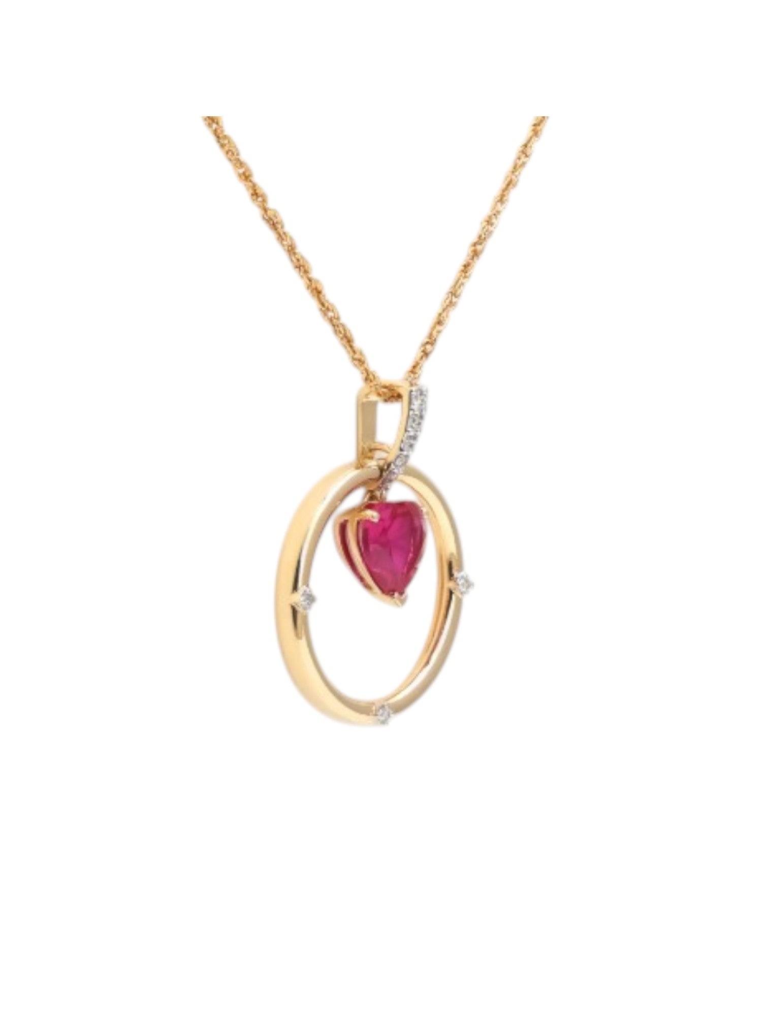 Trendy Heart Shape 925 Sterling Silver CZ Stone Gold Plated Pendant With Chain For Women By Kesardeep