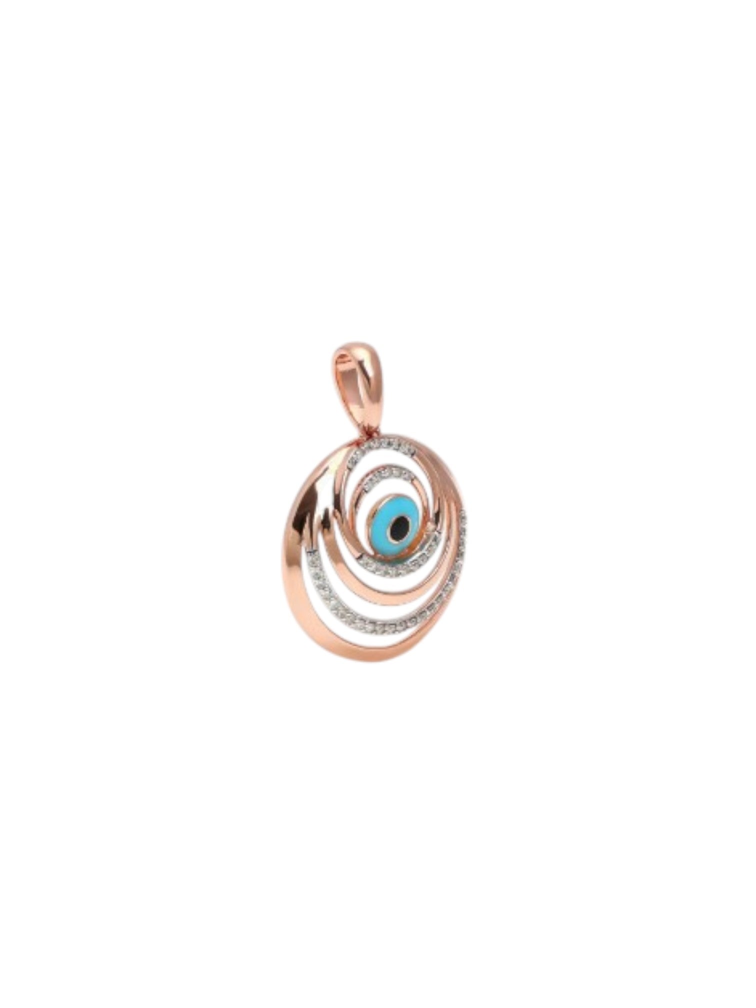 Trendy Evil Eye 925 Sterling Silver CZ Stone Rose Gold Plated Pendant With Chain For Women By Kesardeep