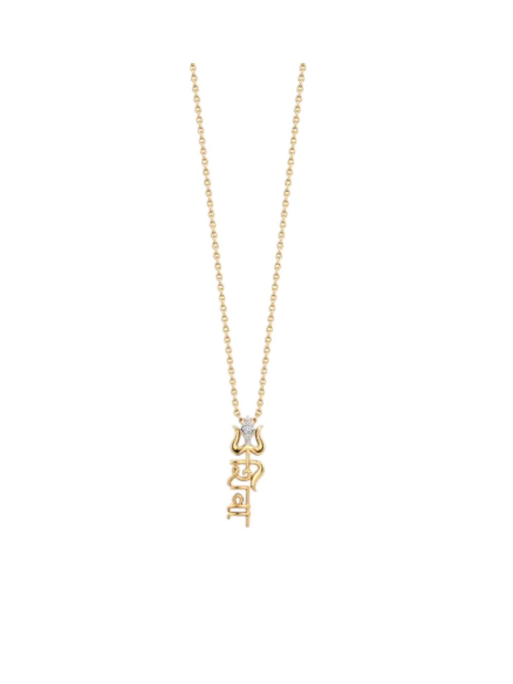 Trendy Trishul Design 925 Sterling Silver CZ Stone Gold Plated Pendant With Chain For Women By Kesardeep