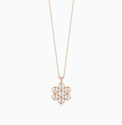 925 Sterling Silver Stylish Design CZ Stones Rose Gold Plated Pendant With Chain For Women By Kesardeep