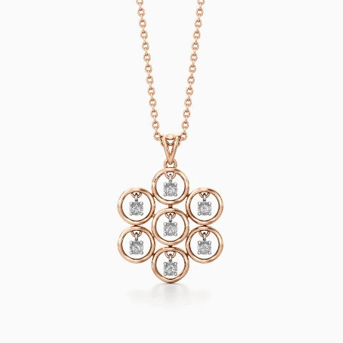 925 Sterling Silver Stylish Design CZ Stones Rose Gold Plated Pendant With Chain For Women By Kesardeep