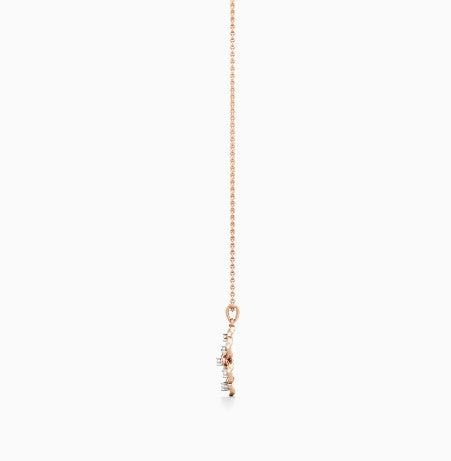 925 Sterling Silver Stylish Design CZ Stones Rose Gold Plated Pendant With Chain For Women By Kesardeep