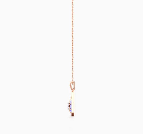 925 Sterling Silver Stylish Design CZ Stones Rose Gold Plated Pendant With Chain For Women By Kesardeep