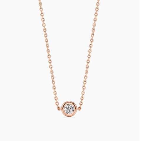 925 Sterling Silver Minimalist Design CZ Stones Rose Gold Plated Pendant With Chain For Women By Kesardeep
