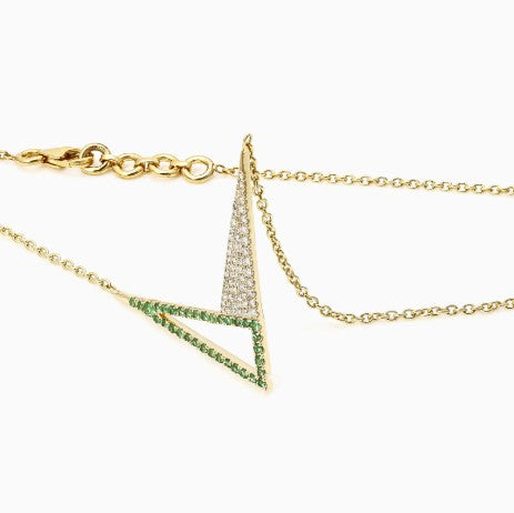 925 Sterling Silver Minimalist Design CZ Stones Gold Plated Pendant With Chain For Women By Kesardeep