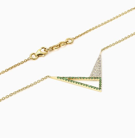 925 Sterling Silver Minimalist Design CZ Stones Gold Plated Pendant With Chain For Women By Kesardeep