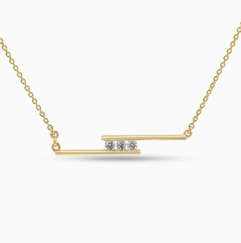 925 Sterling Silver Minimalist Design CZ Stones Gold Plated Pendant With Chain For Women By Kesardeep