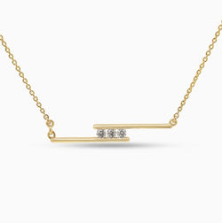925 Sterling Silver Minimalist Design CZ Stones Gold Plated Pendant With Chain For Women By Kesardeep