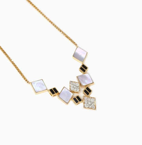 925 Sterling Silver Minimalist Design CZ Stones Gold Plated Pendant With Chain For Women By Kesardeep