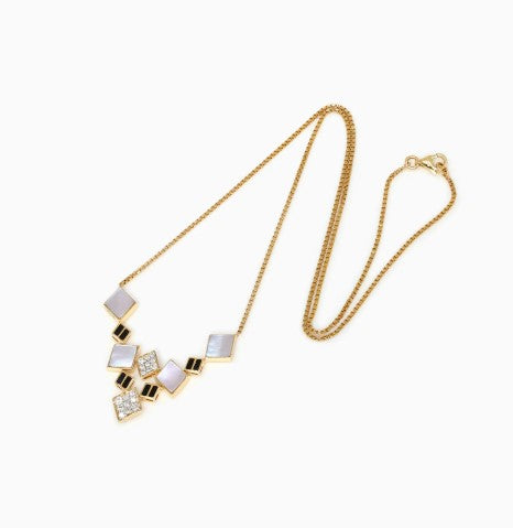 925 Sterling Silver Minimalist Design CZ Stones Gold Plated Pendant With Chain For Women By Kesardeep