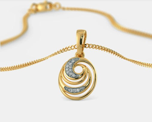 925 Sterling Silver Minimalist Design CZ Stones Gold Plated Pendant With Chain For Women By Kesardeep