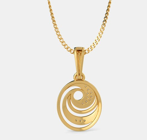 925 Sterling Silver Minimalist Design CZ Stones Gold Plated Pendant With Chain For Women By Kesardeep