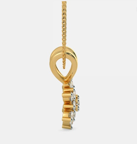 925 Sterling Silver Minimalist Snow Flake Design CZ Stones Gold Plated Pendant With Chain For Women By Kesardeep