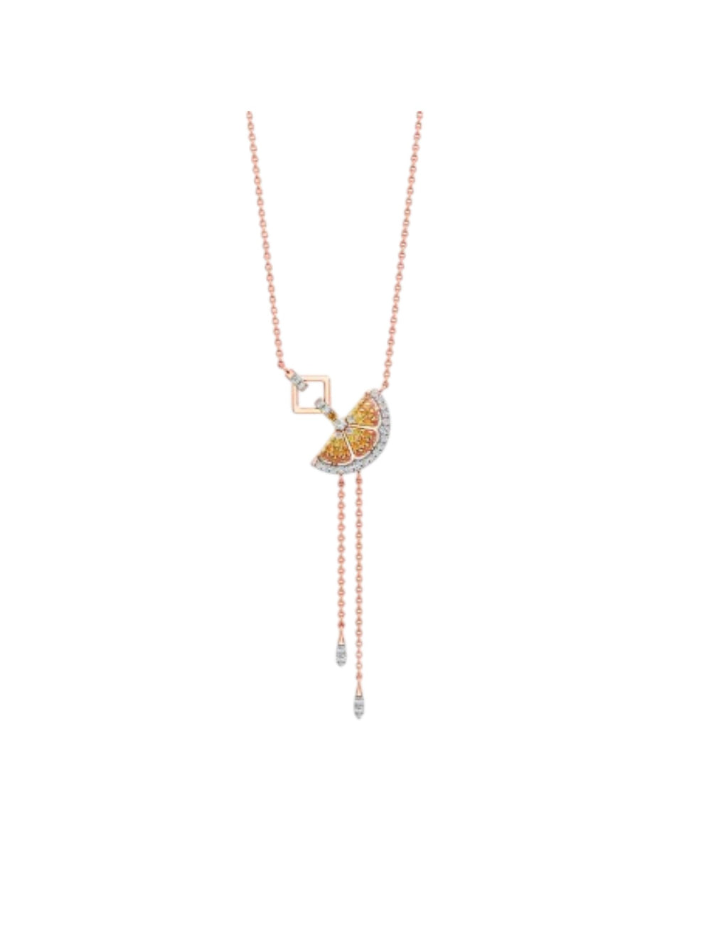 Stylish Half Cut Orange Design In 925 Sterling Silver Gold Plated Pendant With Chain For Women By Kesardeep