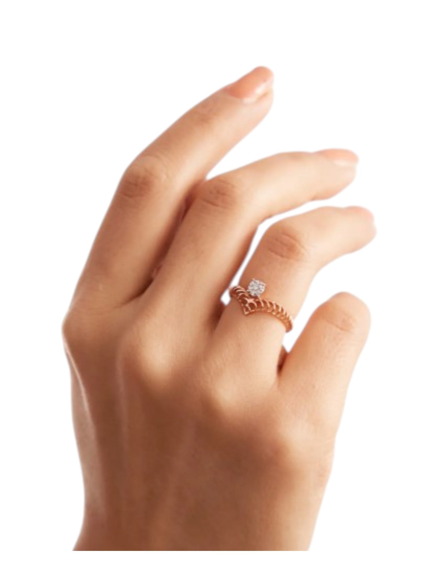 925 Sterling Silver Rose Gold Replicated Ring By Kesardeep Impex For Women