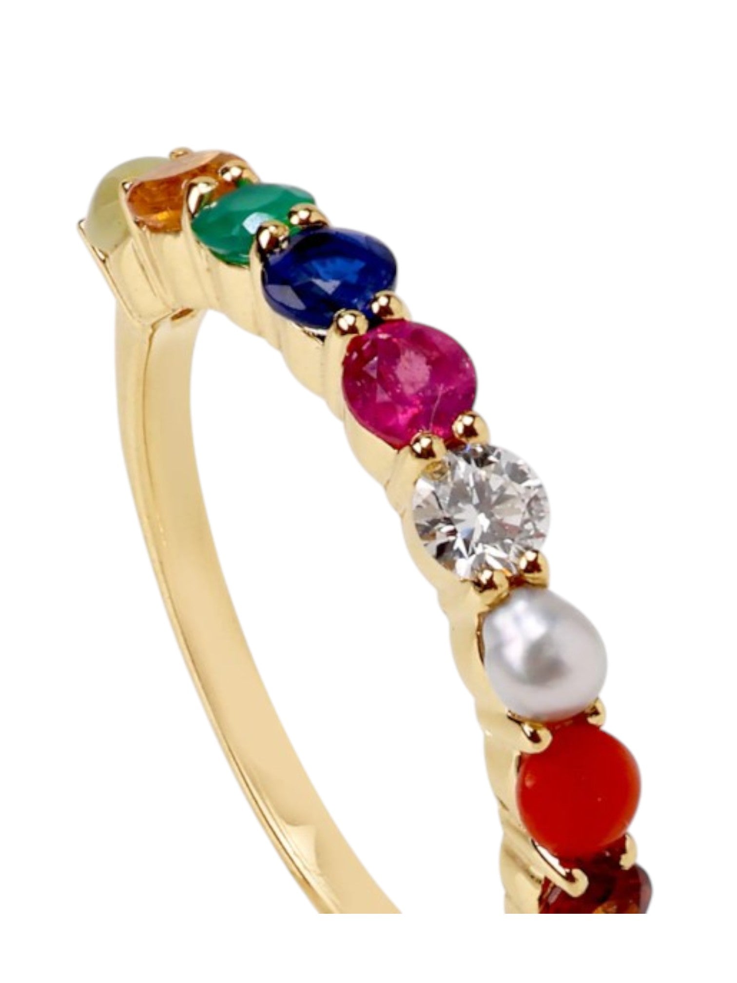 925 Sterling Silver Gold Plated Light Weight CZ Multiples Color Stone Ring For Women By Kesardeep