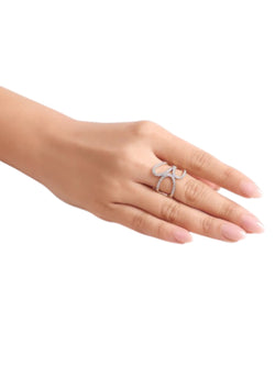 925 Sterling Silver Gold Plated Light Weight CZ Stone Ring For Women By Kesardeep