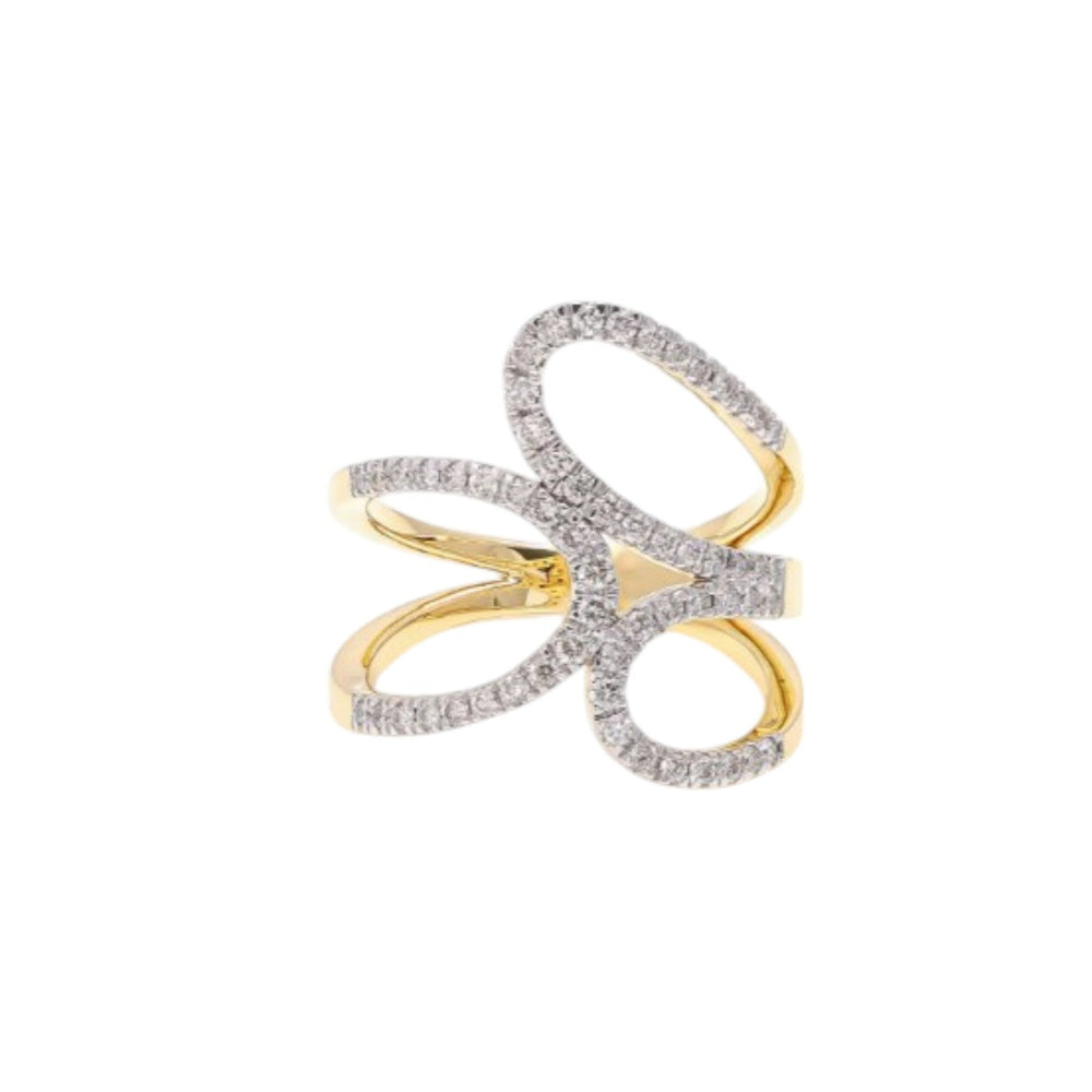 925 Sterling Silver Gold Plated Light Weight CZ Stone Ring For Women By Kesardeep