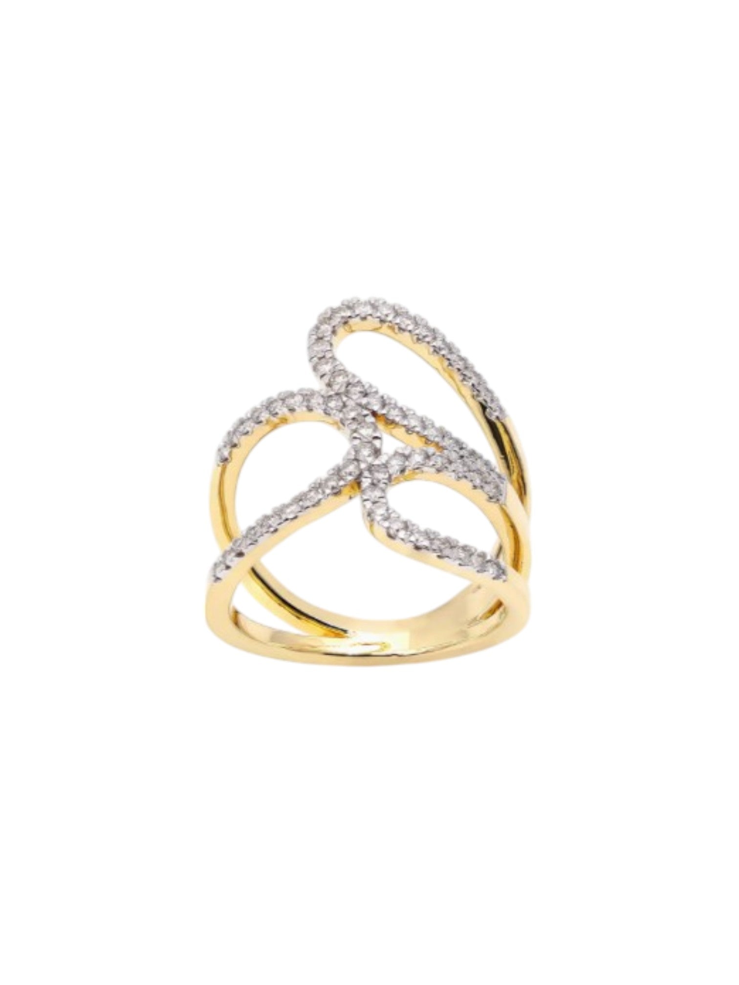 925 Sterling Silver Gold Plated Light Weight CZ Stone Ring For Women By Kesardeep