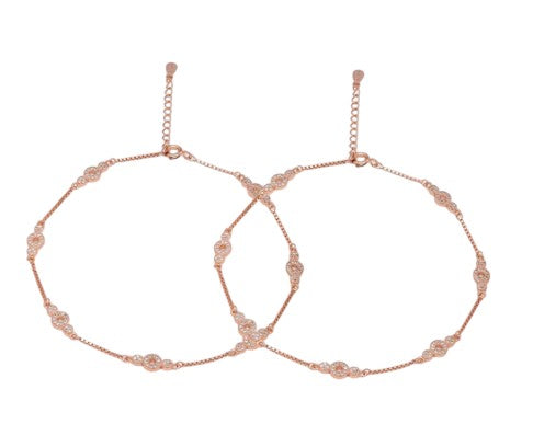 Blush Brilliance CZ Rose Gold-Plated 925 Sterling Silver Anklet By Kesardeep Impex For Women