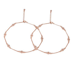 Blush Brilliance CZ Rose Gold-Plated 925 Sterling Silver Anklet By Kesardeep Impex For Women