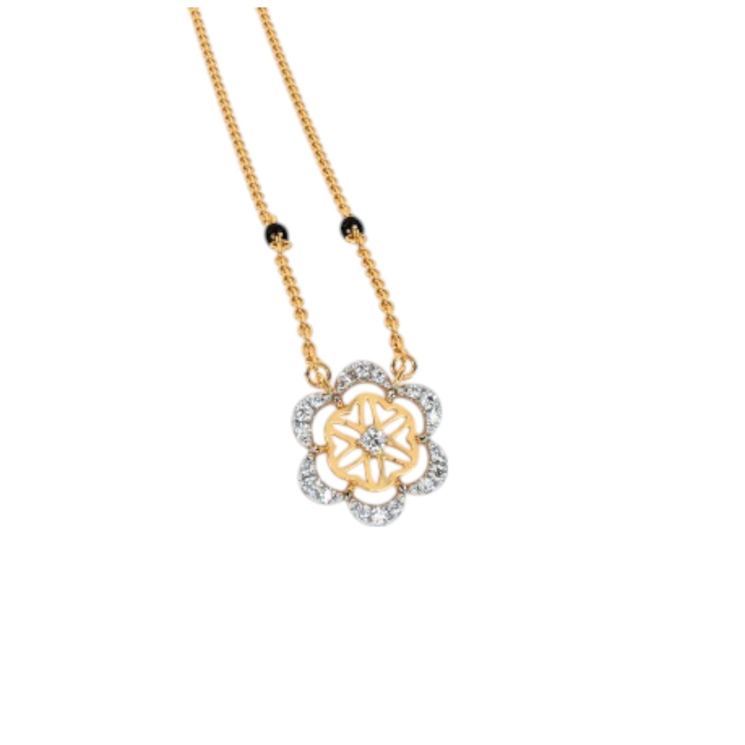Elegant  Flower 925 Sterling Silver Gold Plated CZ Stone Mangal Sutra for Women By Kesardeep