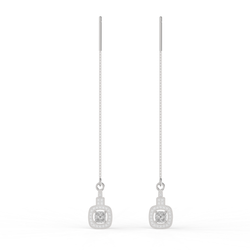 Sleek Chain Solitaire Drop Earrings For Wedding, Hallmarked 925 Sterling Silver sterlyn 925