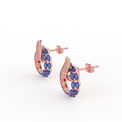 Sterlyn Blue Stone Unique Stud Earrings, Hallmarked 925 Sterling Silver sterlyn 925