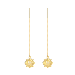 Sunflower Threader Earrings For Women, Hallmarked 925 Sterling Silver sterlyn 925