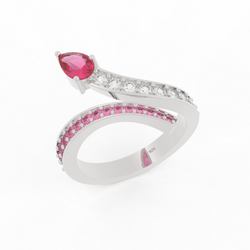 Teardrop Cut Stone Open Adjustable Ring- Hallmarked 925 Sterling Silver sterlyn 925