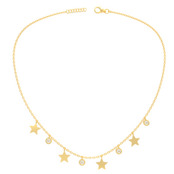 Tiny Star Station Charms With Chain, Hallmarked 925 Sterling Silver sterlyn 925