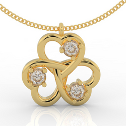 Trio Heart Pendant With Chain, Hallmarked 925 Sterling Silver sterlyn 925