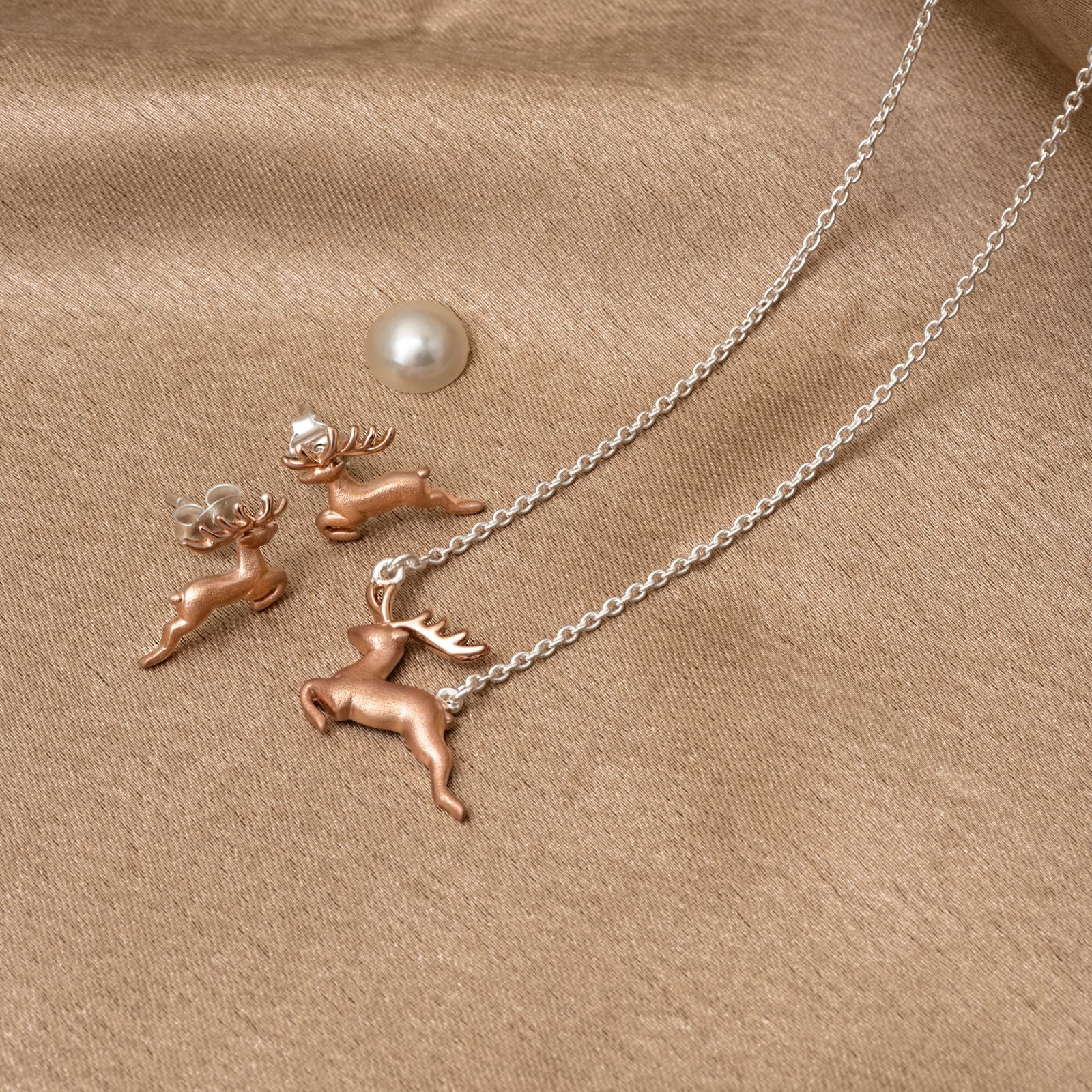 925 Silver Pendant Set With Earrings By Kesardeep For Women Rose Gold And Silver Plated Party Wear