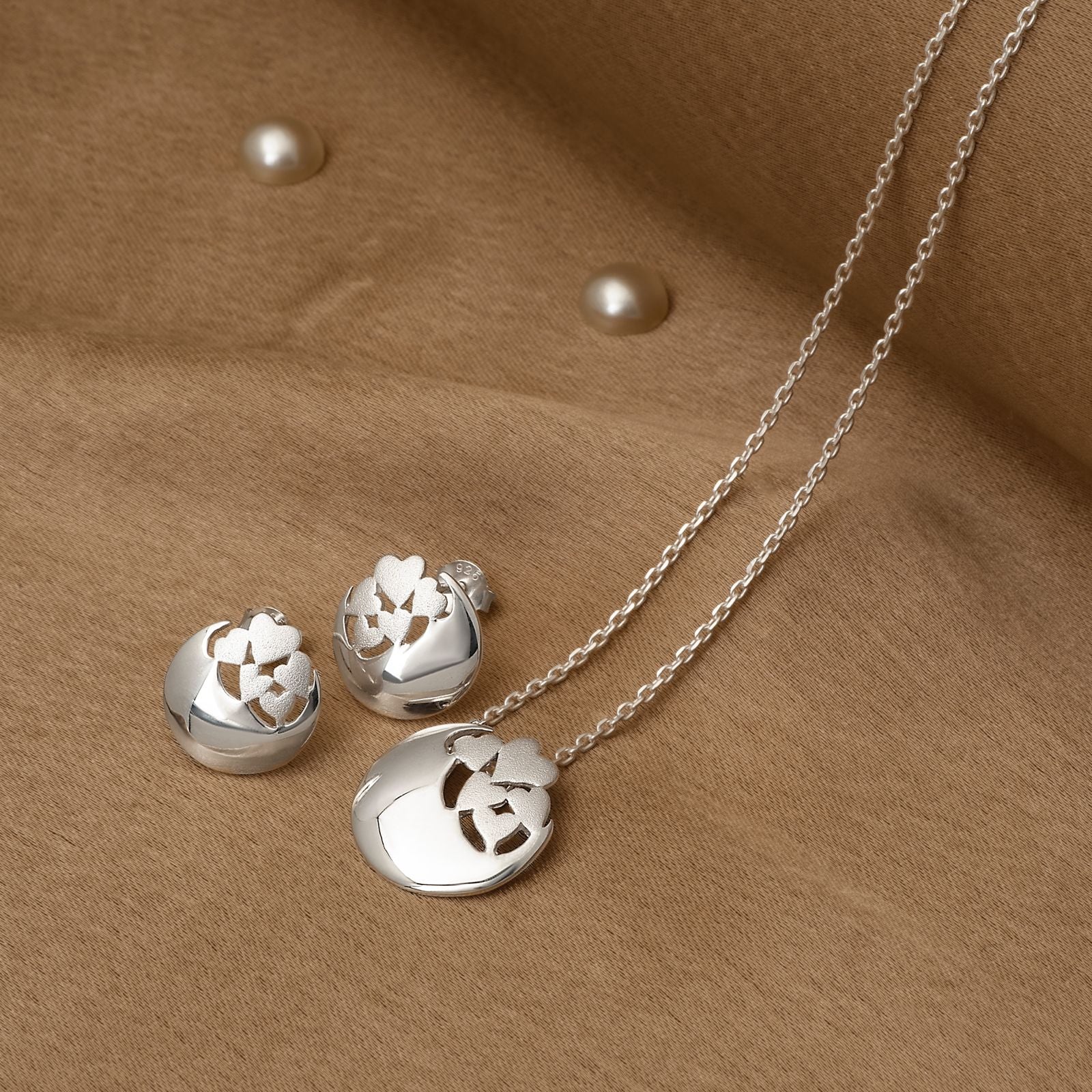 925 Silver Pendant Set With Earrings By Kesardeep For Women  Silver Plated Party Wear