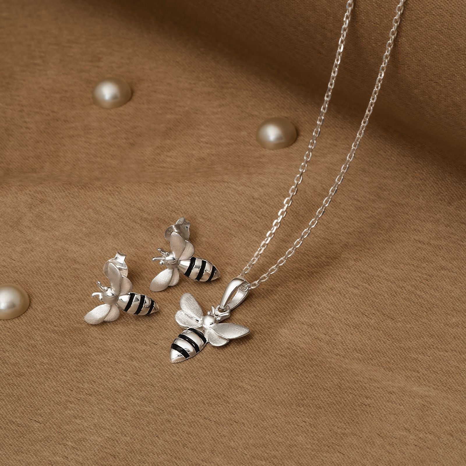 925 Silver Pendant Set With Earrings By Kesardeep For Women  Silver Plated Party Wear