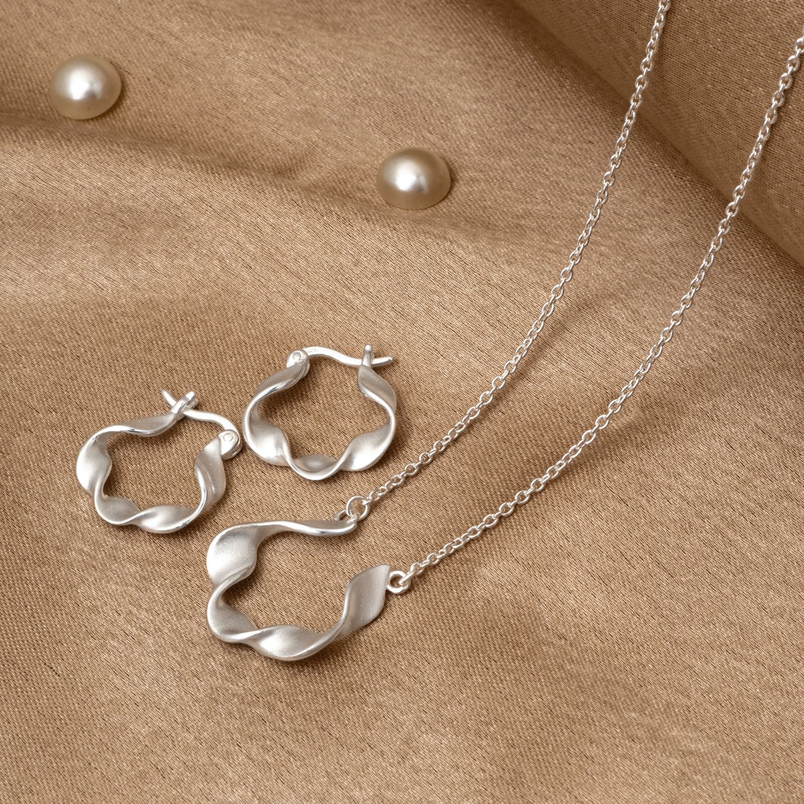 925 Silver Pendant Set With Earrings By Kesardeep For Women Silver Plated Party Wear