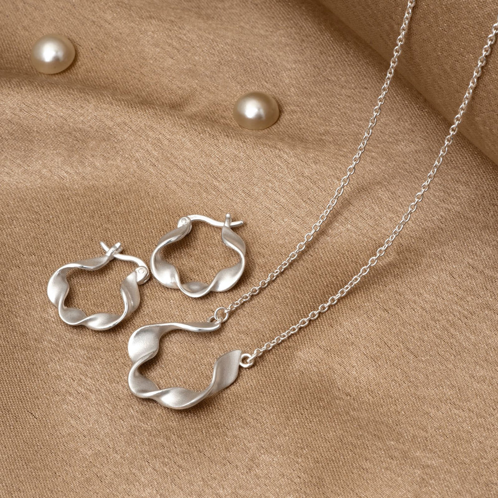 925 Silver Pendant Set With Earrings By Kesardeep For Women Silver Plated Party Wear