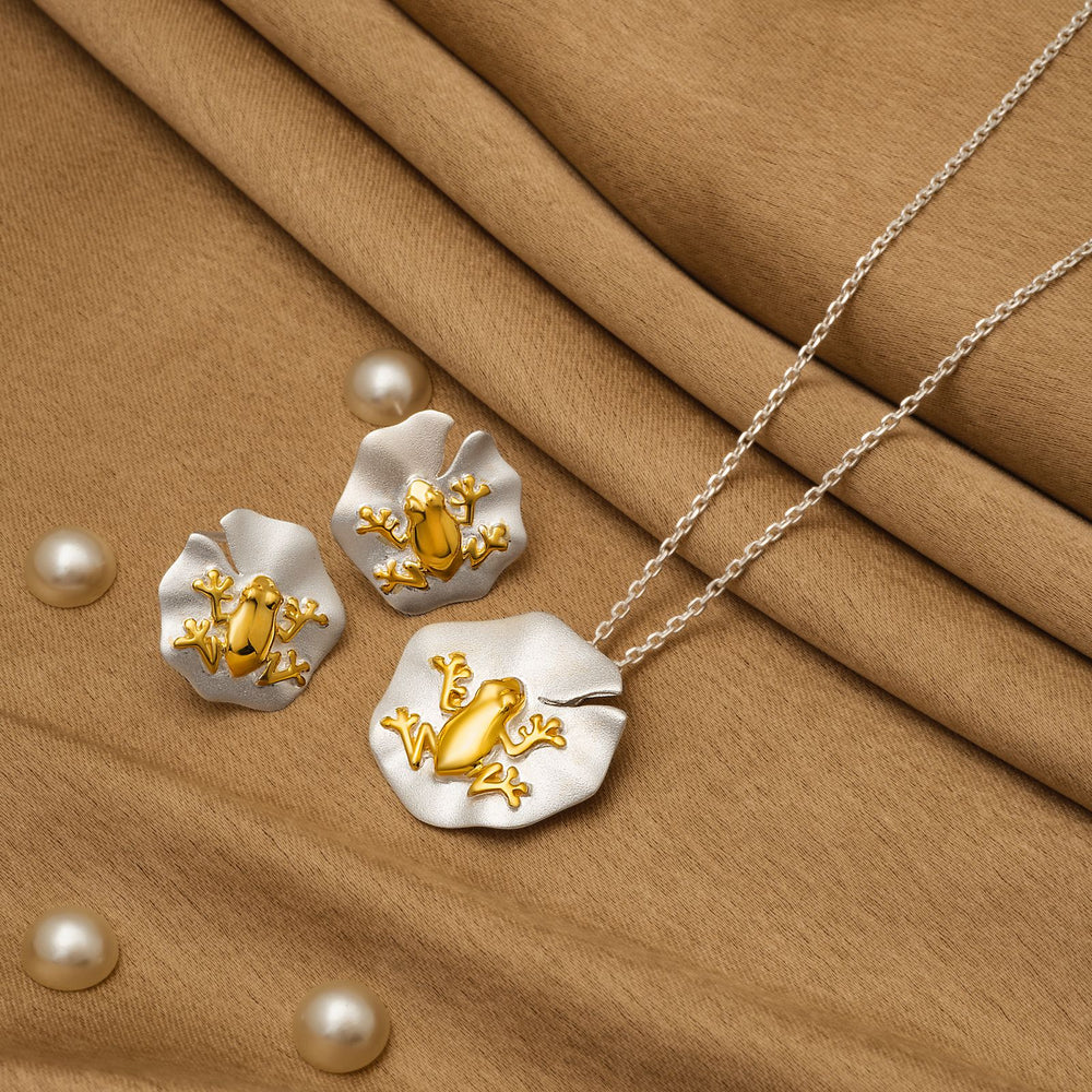 925 Silver Pendant Set With Earrings By Kesardeep For Women Rose Gold And Silver Plated Party Wear