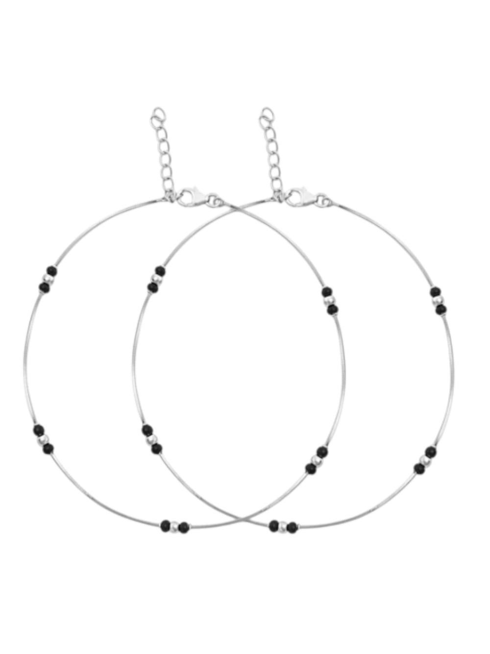 Shimmering Harmony: Rhodium-Plated 925 Sterling Silver By  Kesardeep Impex Anklet For Women