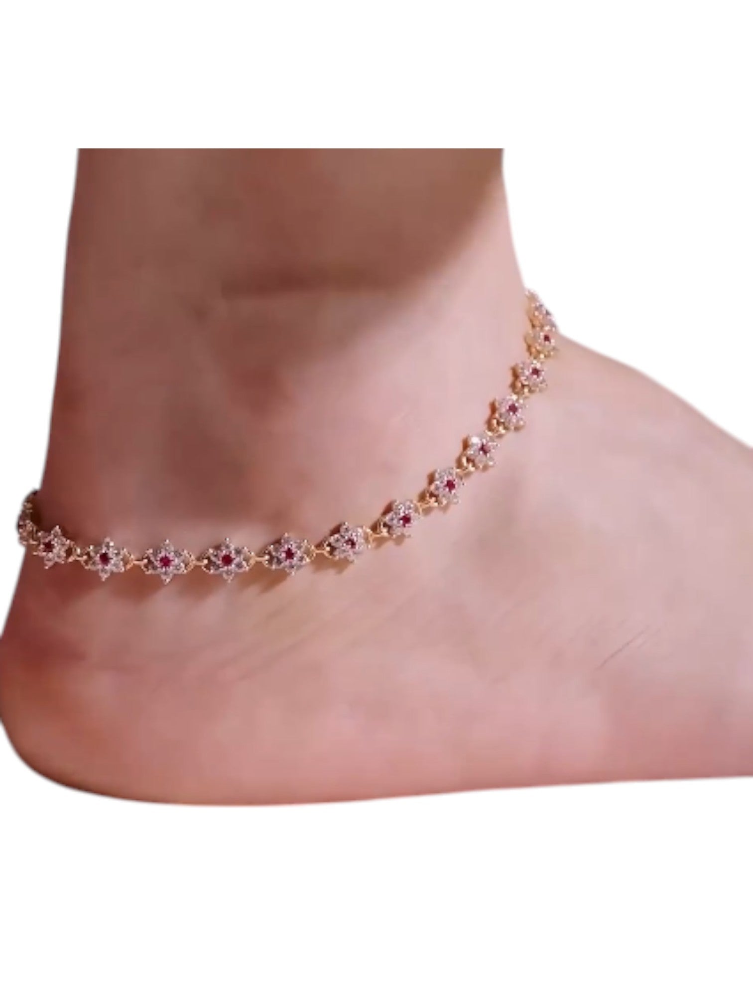 flower Zirconia Rose Gold Plated 925 Sterling Silver By Kesardeep Impex For Women's Anklet